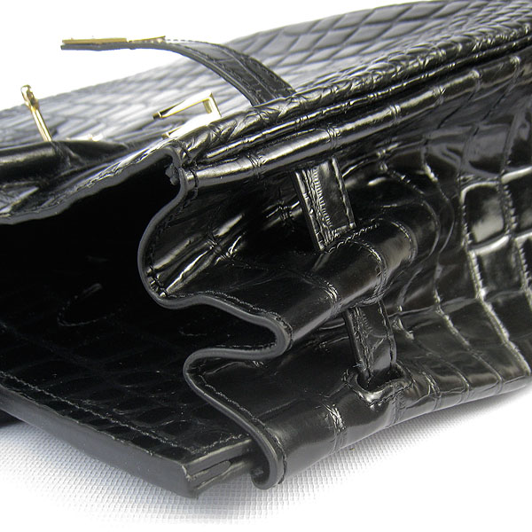 High Quality Fake Hermes Birkin 35CM Max Crocodile Veins Leather Bag Black 6089 - Click Image to Close